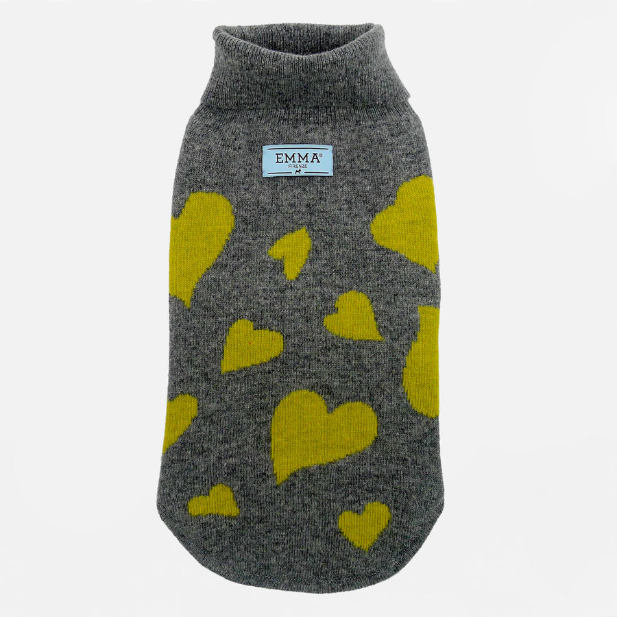 Emma Firenze Jumper Sweater in Cashmere with Hearts Motif for Petite Pups