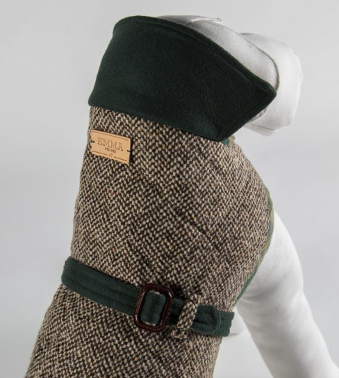 Emma Firenze Green Tweed Dog Coat - Made to Measure