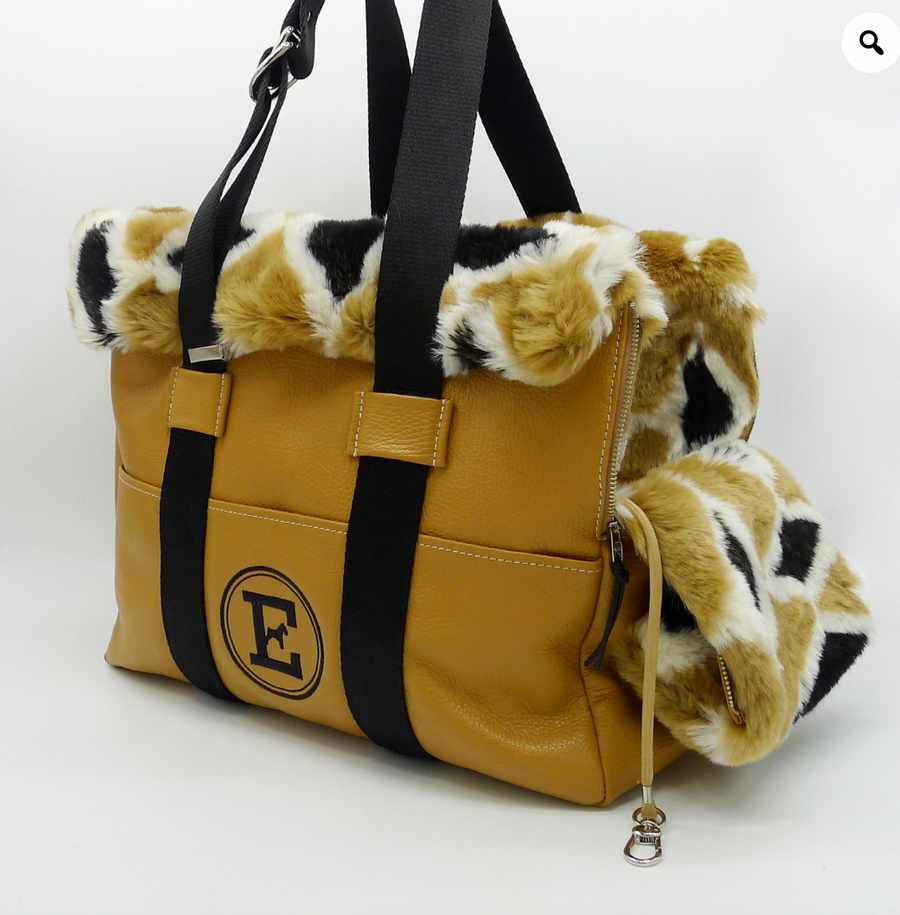 EMMA FIRENZE CAMEL LEATHER BAG WITH FAUX FUR